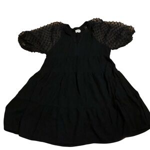 Umgee Black Dress with Textured‎ Sleeves